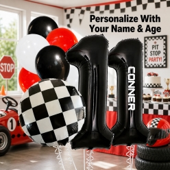 Racing PERSONALIZED Name & Double Digit Age Balloon Bouquet